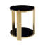 Table de bout moderne 16,9 po, verre trempé double couche et structure en acier inoxydable doré