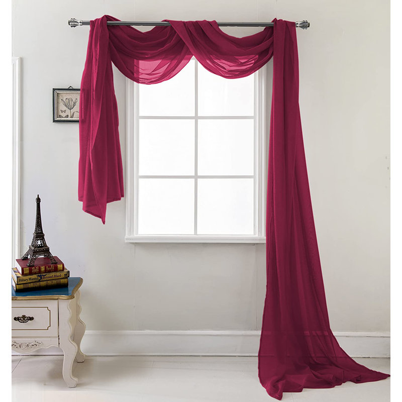 Brannon Sheer Window Scarf, Burgundy