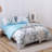 Lunaria 3-Piece Duvet Cover Set – 100% Long-Staple Cotton, Teal Leaf Gradient Print, Soft & Breathable-111460209