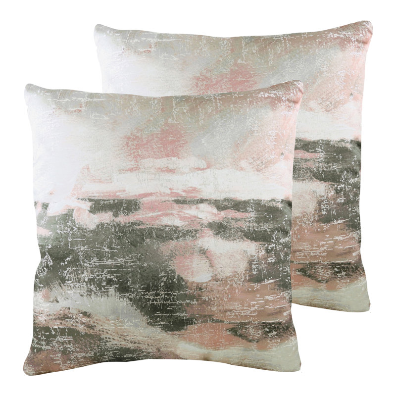 Abstract Square Cushion, Grey/Ochre, Feather