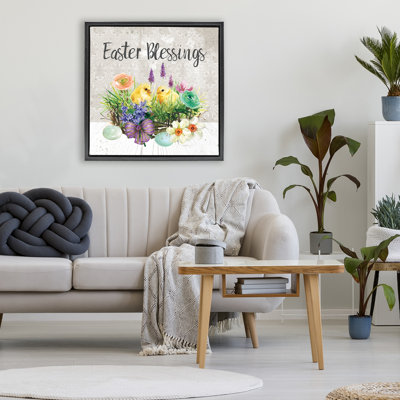Easter Blessings Basket of Flowers Floating Frame, design by Carol Robinson