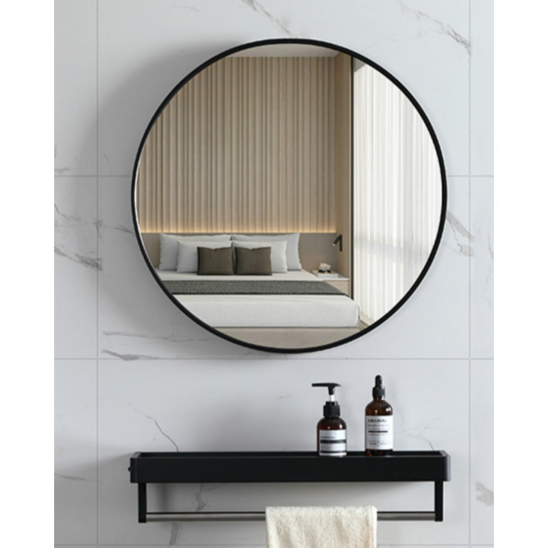 Metal Round Mirror, 50.8cm H x 50.8cm W, Black