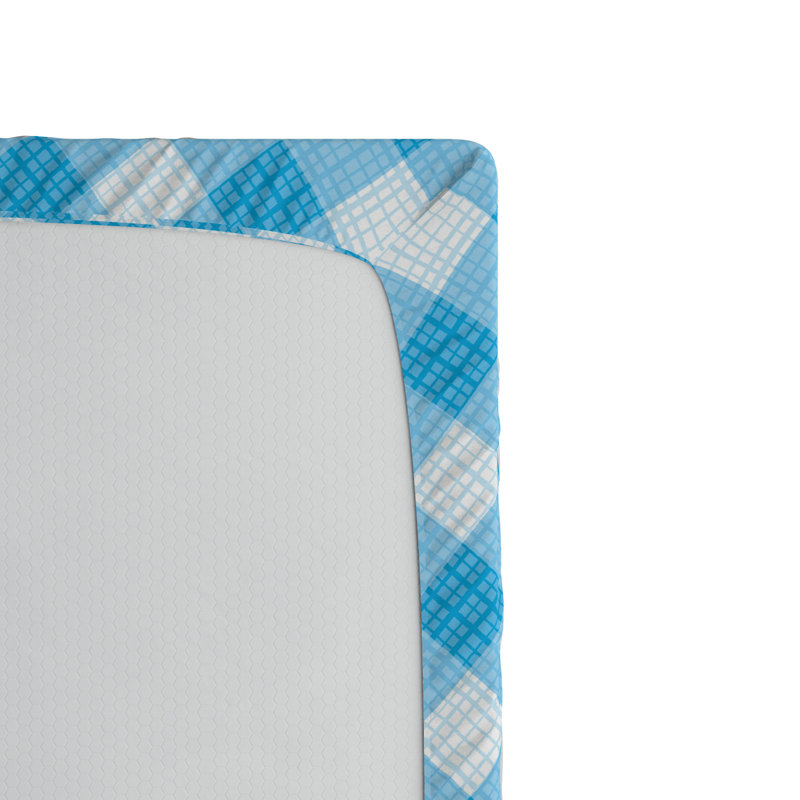Microfiber Plaid Fitted Sheet, Twin Fitted Sheet, SKy Blue, Plaid 7