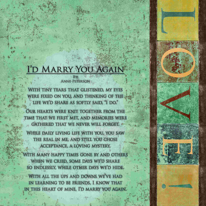 «I'm Marry You Again Love Poem», reproduction sur toile tendue, H 36 po x l 36 po