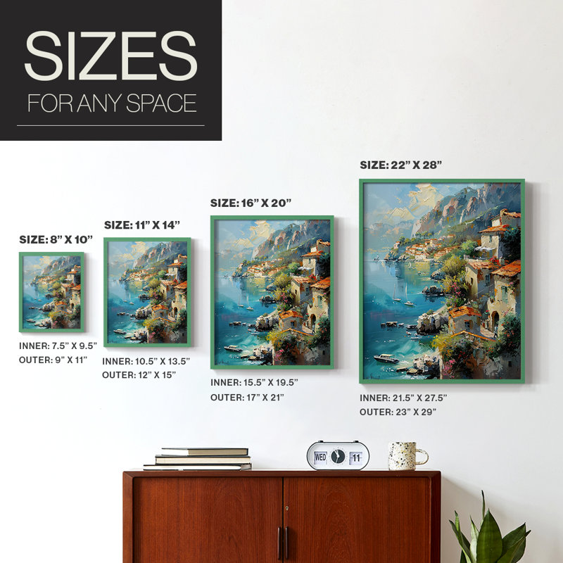 NAUTICAL Series DLXII, reproduction encadrée - bois massif, Vert, H 15 po x l 12 po