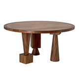 Hybrid Round Walnut Wood Dining Table
