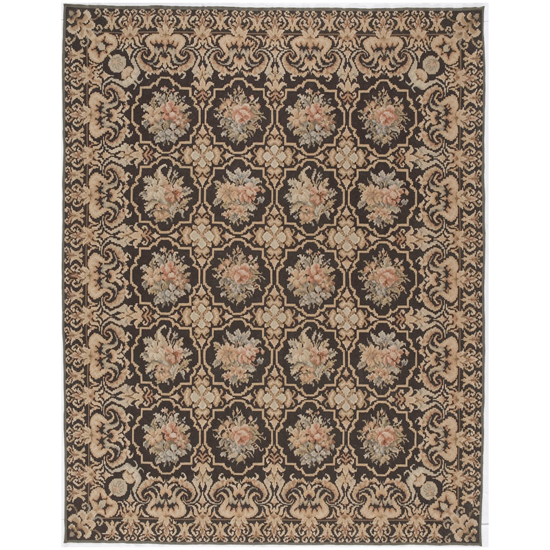 Tapis oriental en laine noué à la main en noir, Rectangle 2' x 4'