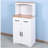 Wooden Kitchen Cabinet White Pantry Storage Microwave Cabinet with Storage Drawer