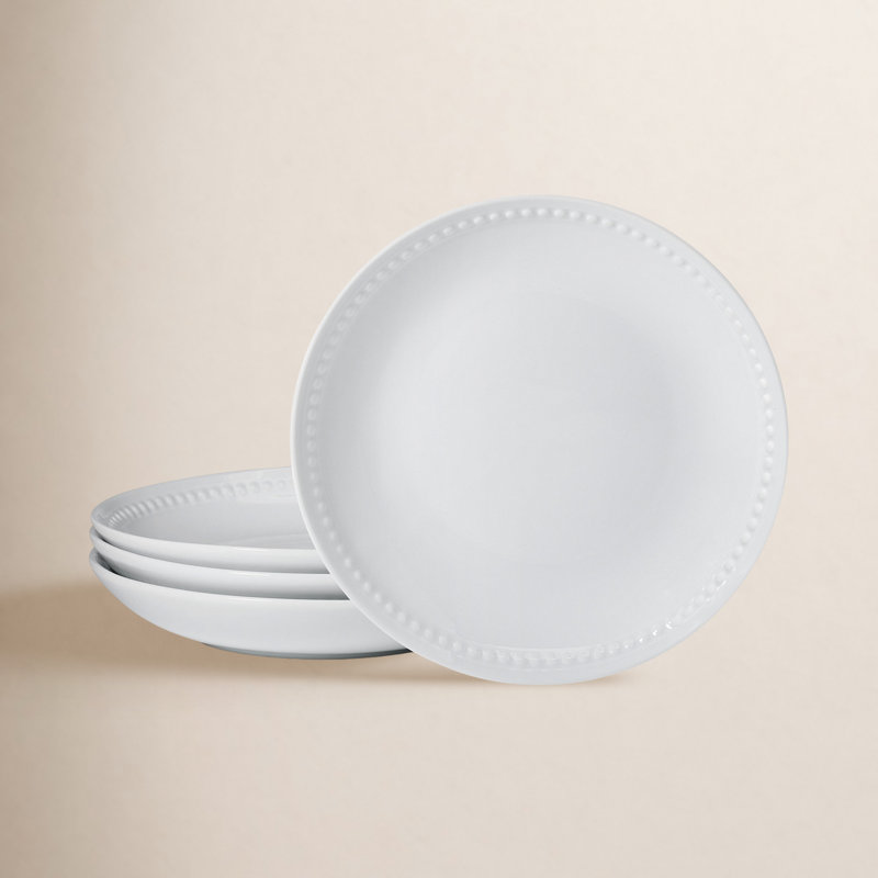 Fitz and Floyd Everyday White Beaded Coupe Salad Plate, Set of 4