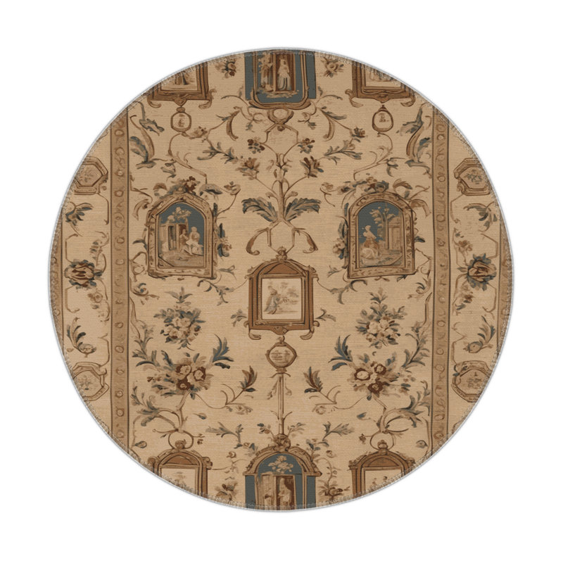 Tapis d'intérieur et d'extérieur brun français, Rond 5 pi