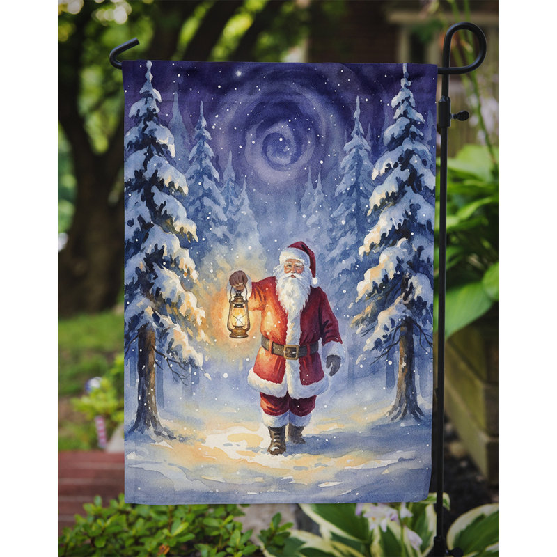 Père Noël avec une lanterne dans le bois, drapeau du jardin de Noël, Taille du jardin
