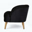 Fauteuil club Mid-Century moderne en velours avec coutures en canaux, pieds en bois d'hévéa, noir-657331197