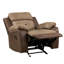 Fauteuil inclinable 3 pièces en microfibre brun pour la maison moderne, structure en bois massif et contreplaqué, siège à ressorts ensachés en mousse, chaise avec console de rangement centrale Confort, design, rembourrage, mécanisme, tasse