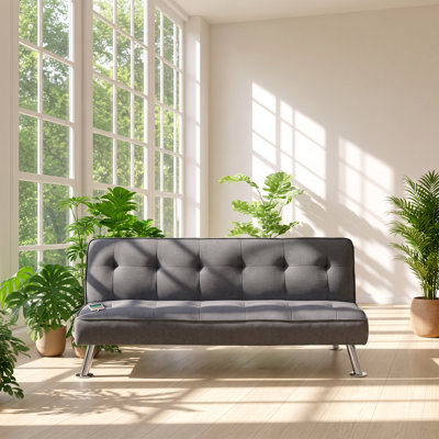 Kanepe 66" W x 32" D x 30" H Tufted Linen-Like Polyfiber Adjustable Sofa