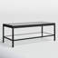 Table basse à plateau en verre de 45 po de large avec tablette inférieure ouverte - Centre de table moderne en métal noirci bronze pour le salon | Cleo-214690365-221877382
