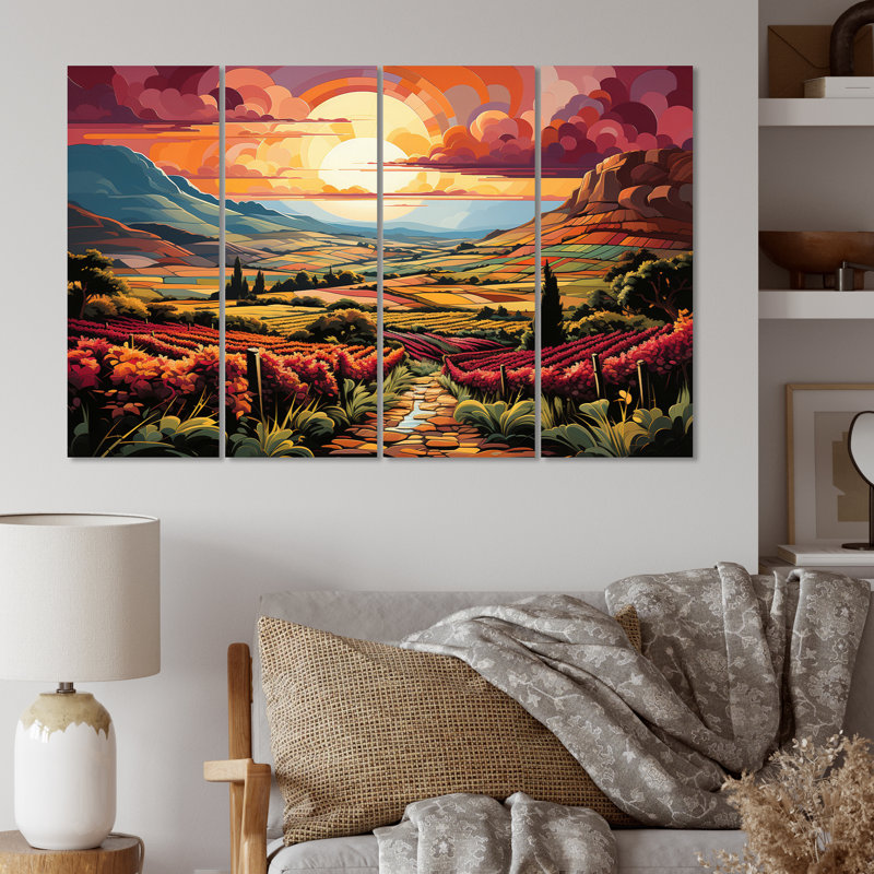 Millwood Pines Vineyard Sunset Rows Of Ruby Landscape II On Canvas 4 ...