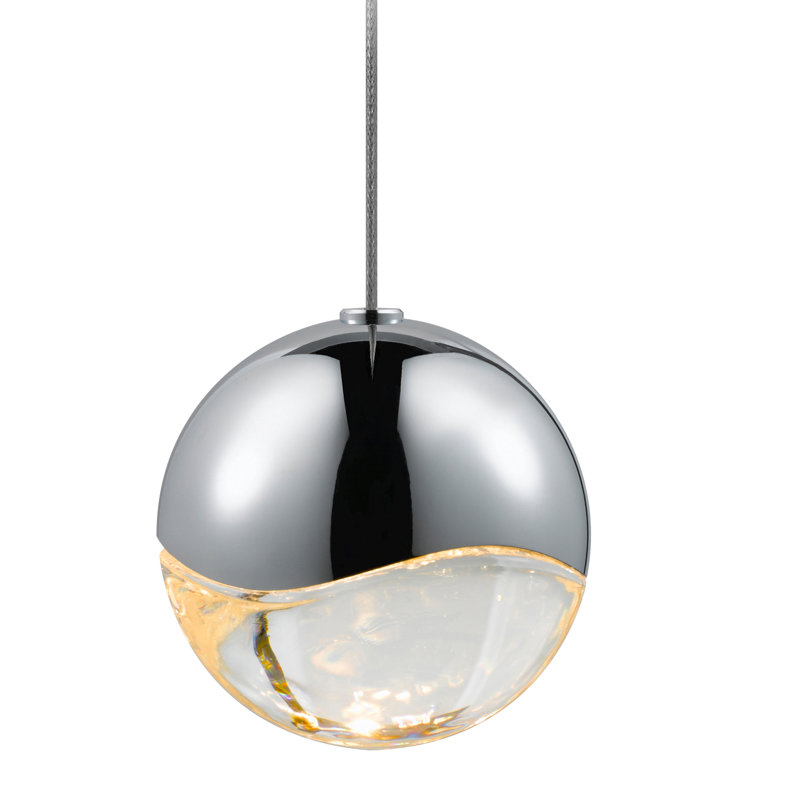 Grapes 1 - Light LED Pendant, Polished Chrome, 3.25" H x 3.25" W x 3.25" D, Clear