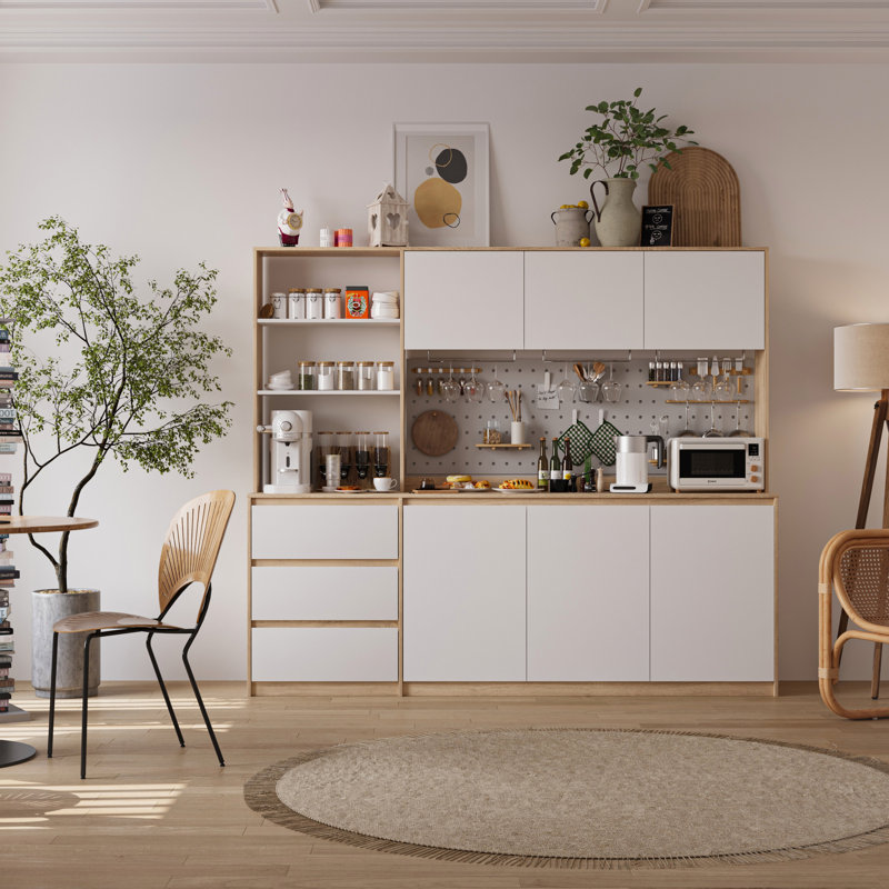 Grande armoire de rangement pour garde-manger 71 po, White/Oak