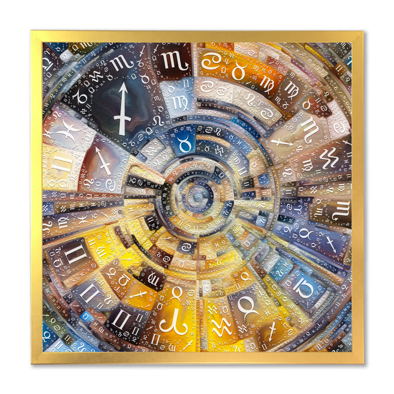 " Astrology Vortex ", Gold Picture Frame, 30" H x 30" W x 1" D
