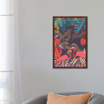Flamingo Love by Michelle Campbell - Floater Frame Gallery-Wrapped Canvas Giclée on Canvas