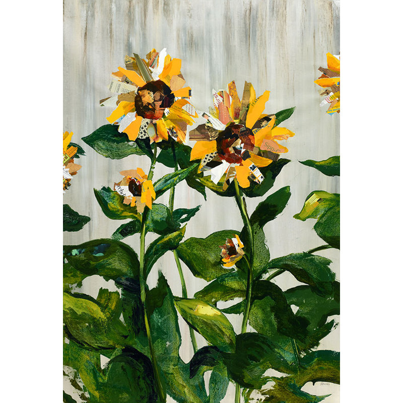 Sunflower Painting by Sydney Edmunds, 64" H x 44" W x 1.5" D, Knife Gel