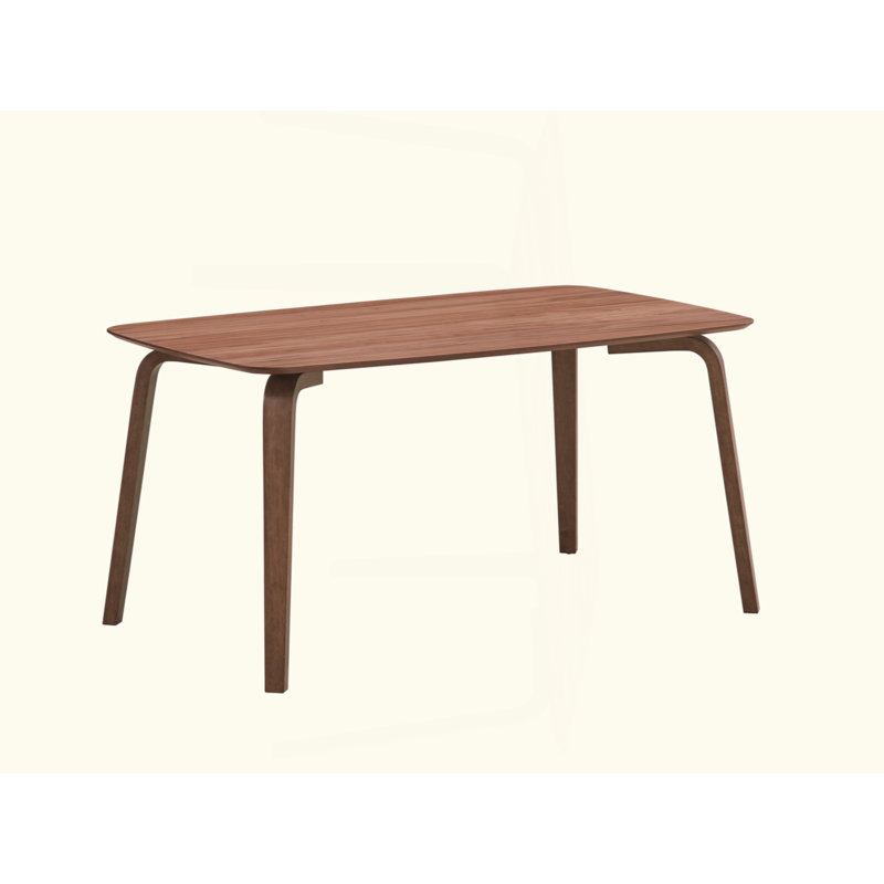 Walnut Finish Modern Contemporary Dining Table 1Pc Curved Solid Wood Tapered Legs Wooden Furniture