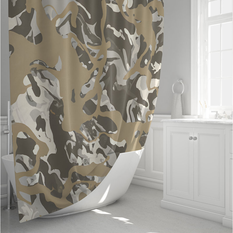 Rideau de douche Deokaran, H 83 po x l 70 po, Tan/Grey