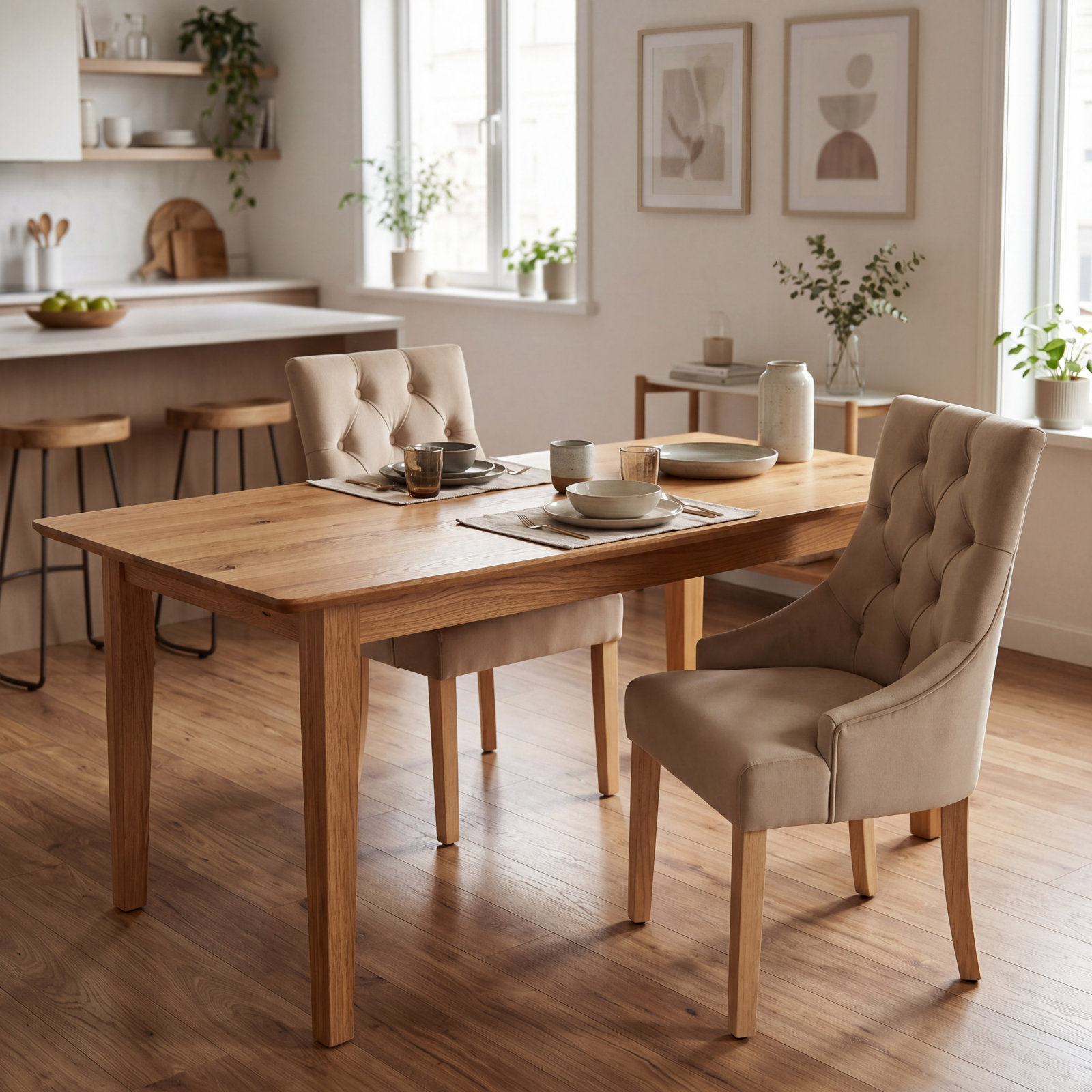 Thora Dining Chair, Oatmeal Velvet
