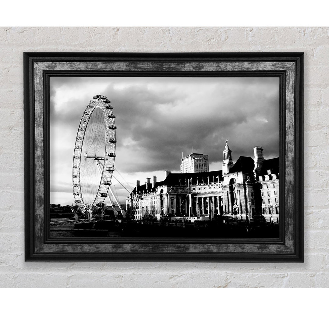 London Eye Clouds B N W - Bilderrahmen Kunstdrucke