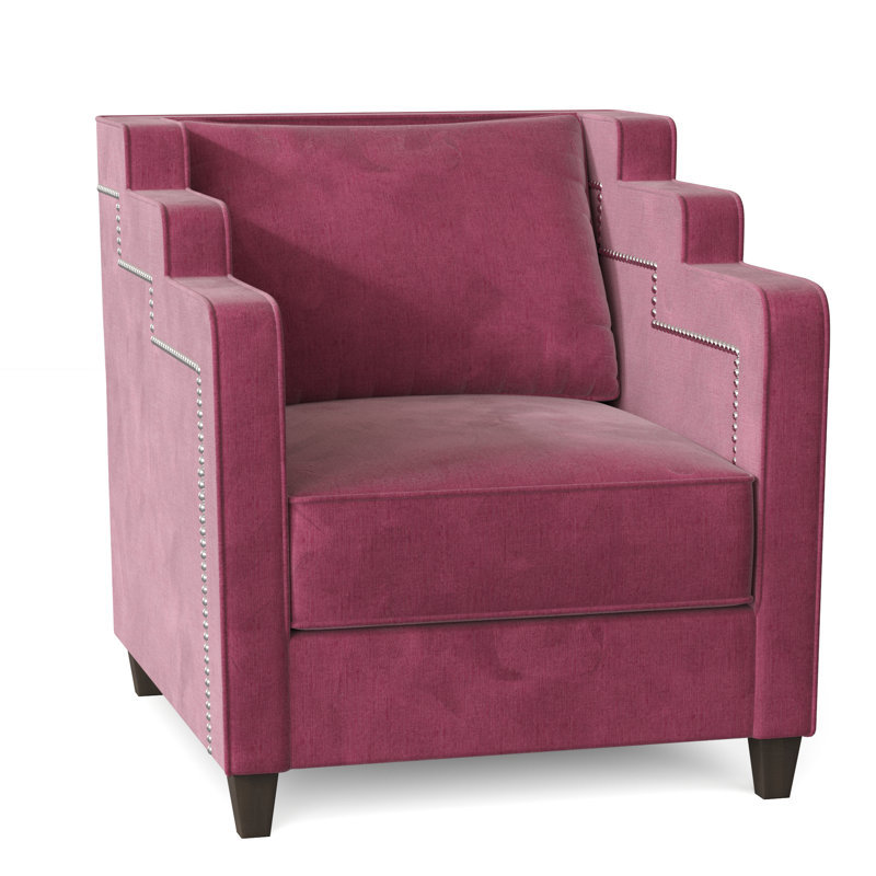 Abbey Armchair, Brown Mahogany, Savona Fuchsia
