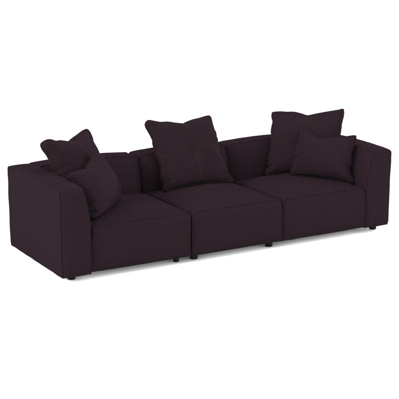 Del Modular Upholstered Sectional, Bella Aubergine Polyester