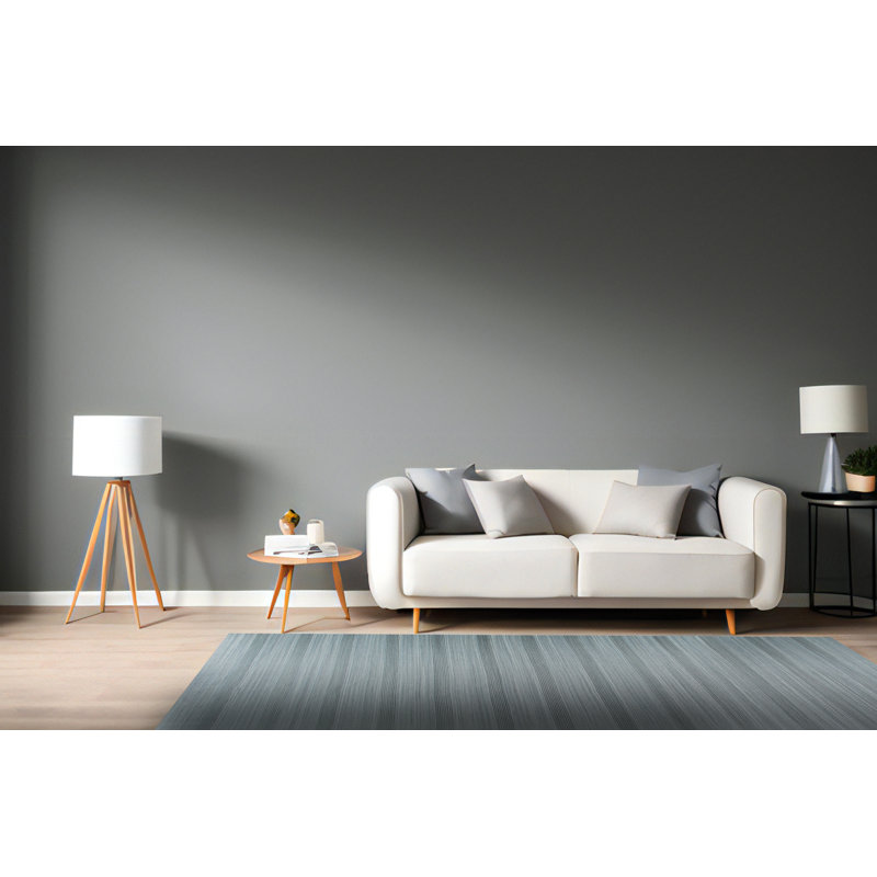 Tapis gris en laine fabriqué à la main Rukayyah, Rectangle de 10 pi x 14 pi