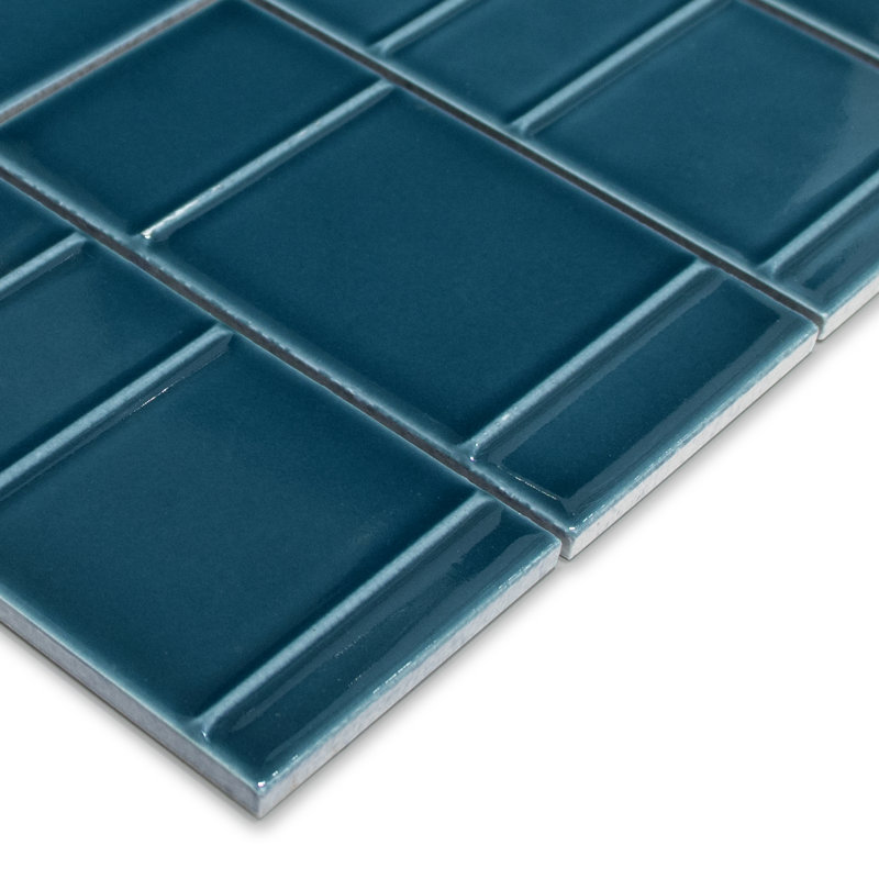 Carreau de mosaïque mural en verre recyclé 12 po x 12,48 po, Bleu