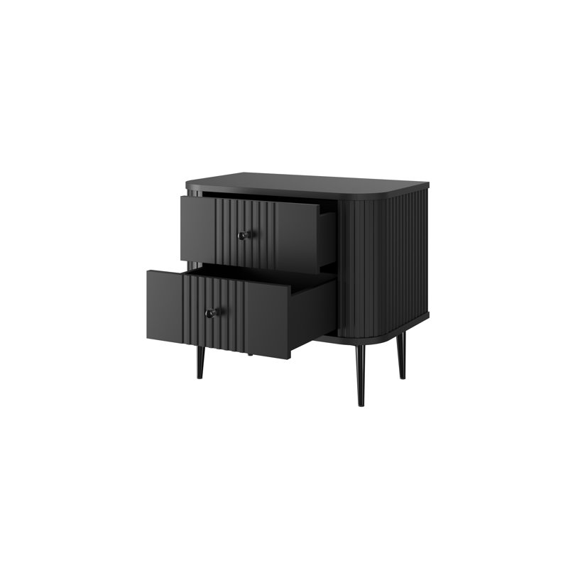 Dayzee 56cm W Manufactured Wood Bedside Table, Black/Black, Black, Black