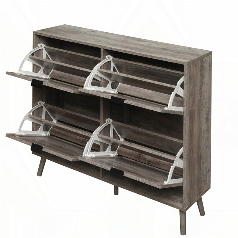 Freestanding Modern Shoe Storage Cabinet, Dark Gray