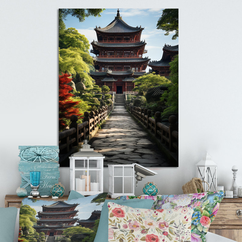 " Asian Art Serene Pagoda VI ", 20" H x 12" W x 1" D