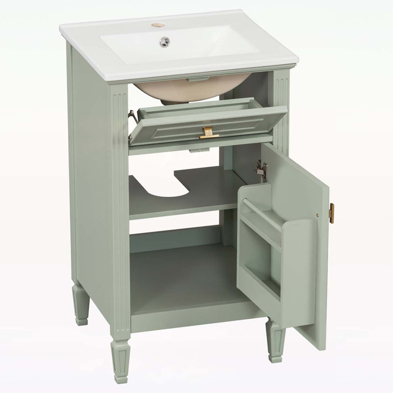 Meuble-lavabo charmant pour petite salle de bain, Vert