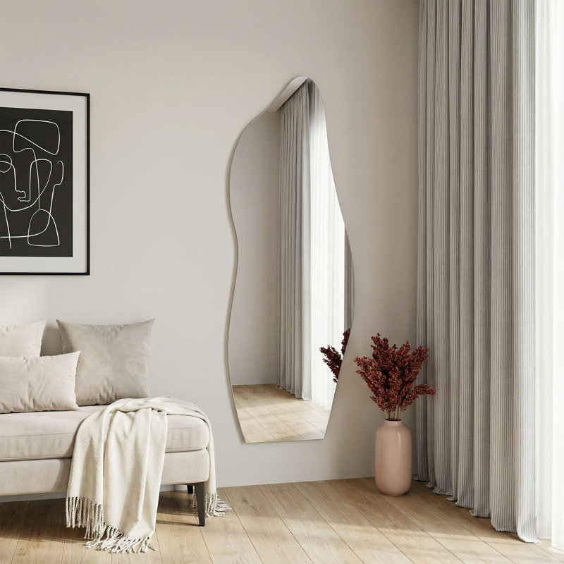 Clear Irregular Stone Shaped Frameless Wall Mirror Float Glass Full Body Viewing Modern Decorative Wall Mirror
