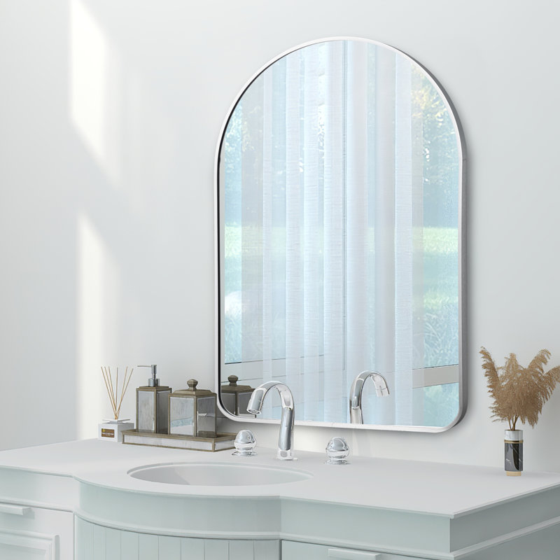 Metal Arch Wall Mirror, Silver