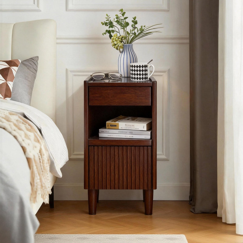 Table de chevet en bois avec tablettes ouvertes à 1 tiroir, petite commode de bureau avec rangement pour tables d'appoint en bois, support de lampe, table de chevet, meuble de salon