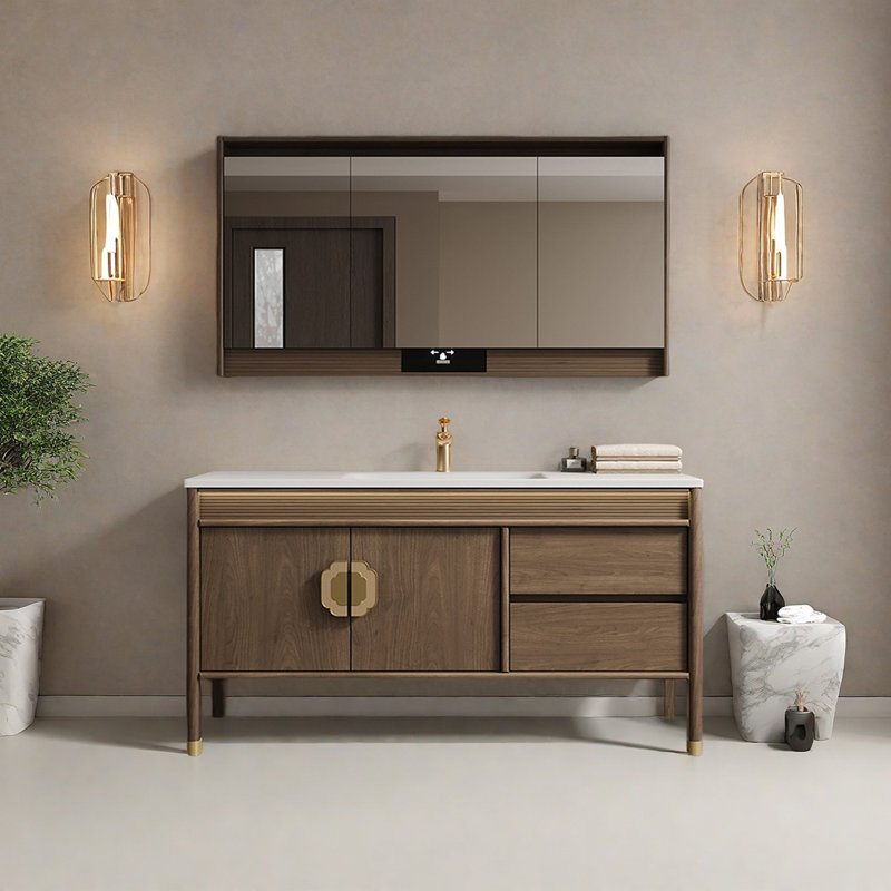 Armoire de salle de bain rétro de style chinois, 59"