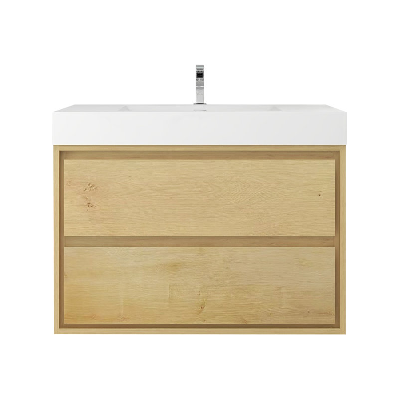36 " W Free Standing Wall Mounted 1 Single With Acrylic Top, Light Oak
