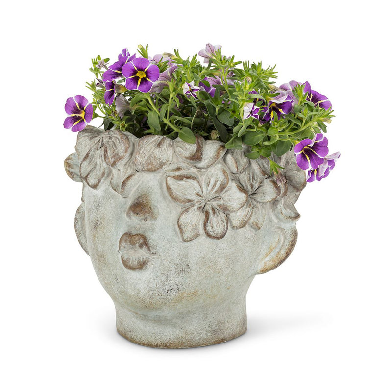 Pot de fleurs statue en ciment Russeaville, H 7 po x l 5,5 po x P 5 po