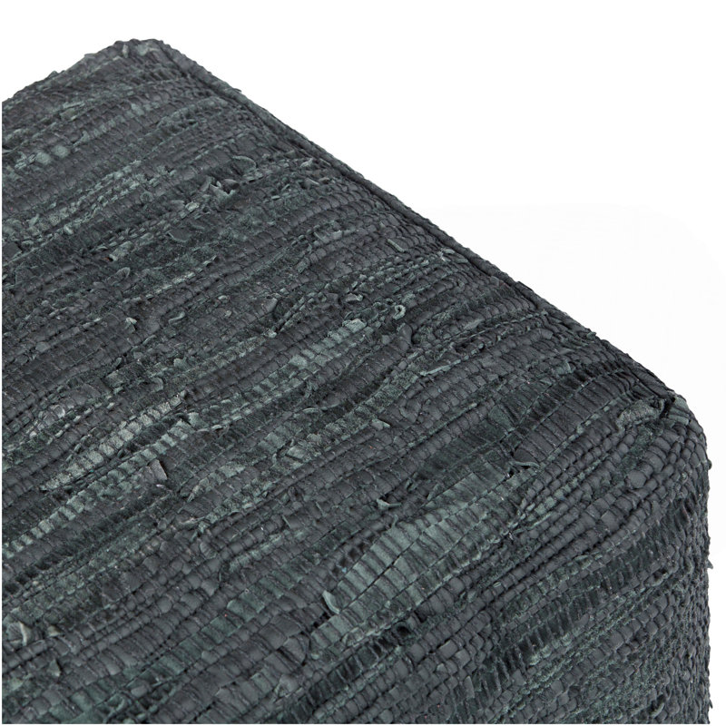 Fredrik - Pouf carré - Gris, Tissu vert foncé