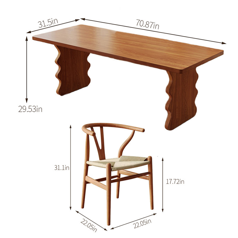 Solid wood dining table set, 29.53"H x 70.87"L x 31.5"W