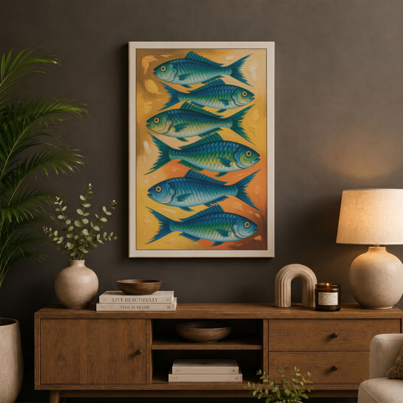 Five Fish Study Botanical - Wrapped Canvas, 30x20 - 76.2 x 50.8 cm, White Border