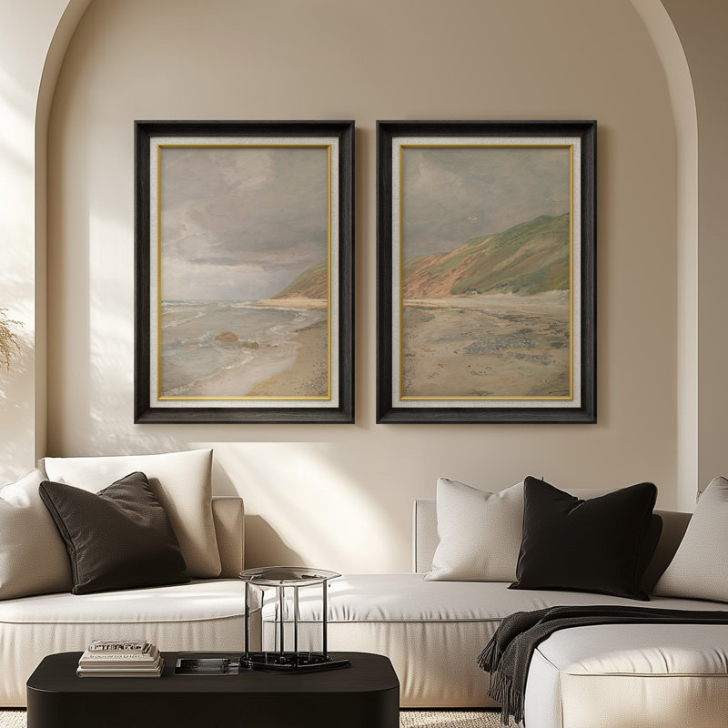 Ensemble de 2 œuvres d'art encadrées de qualité supérieure sur toile de qualité supérieure avec cadre de 26 po x 36 po, Noir