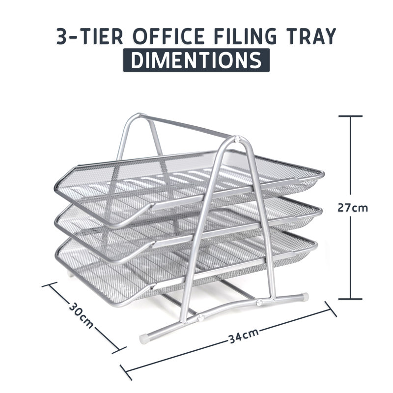 Office Desk Filing Trays Stackable , Grey