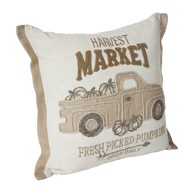 Coussin réversible en coton Pumpkin Bounty