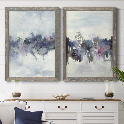 Oiseaux I - ensemble de 2 peintures sur toile encadrées